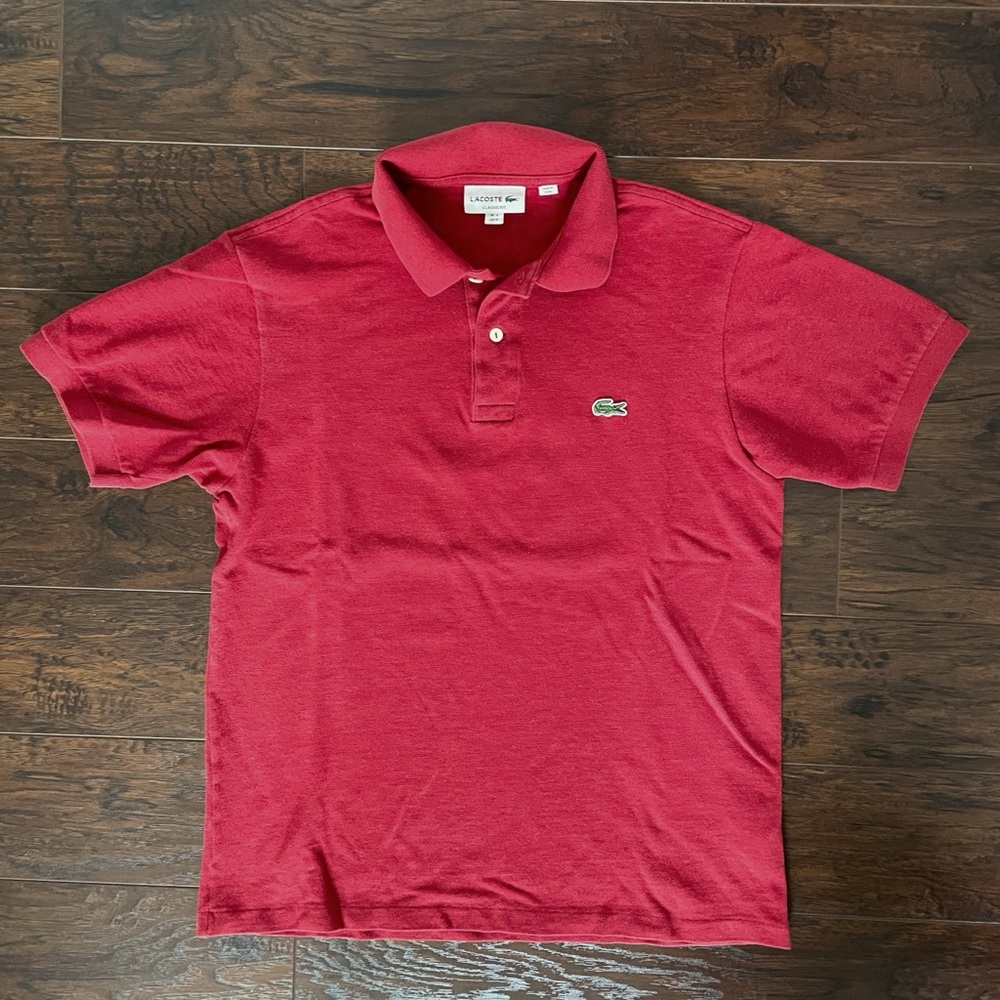 Lacoste Men's Classic Fit Red Pique Polo - Red, Size M